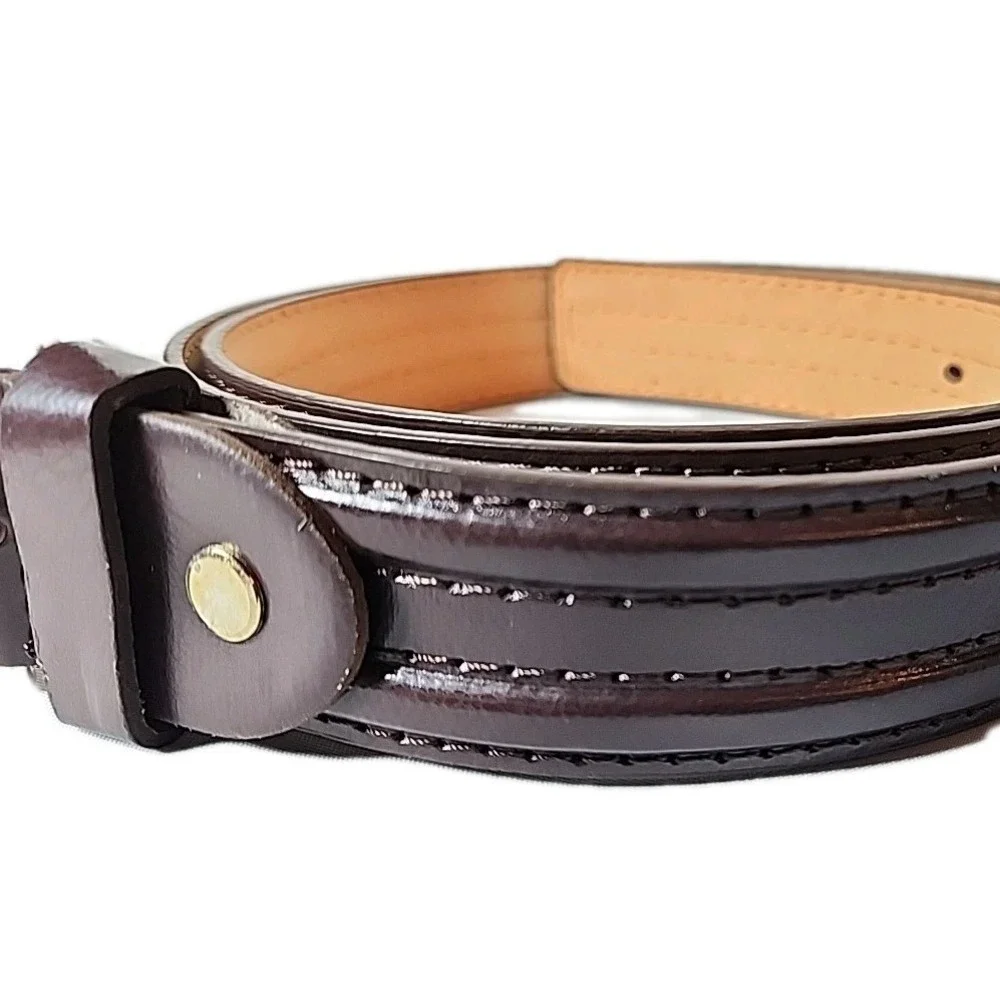 NWT Men's 2XL 46-48 Brown Leather Work Belt Contrast Stitch Silver Buckle New